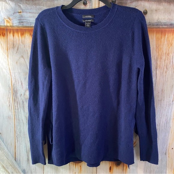 Halogen Sweaters - Halogen Navy Cashmere Oversized Sweater w Side Ties